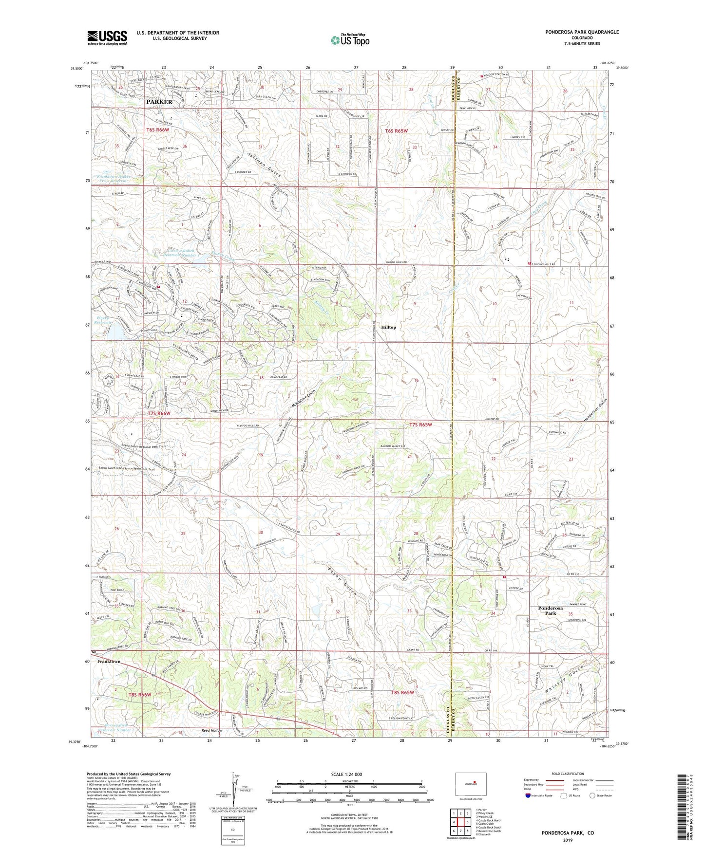 Ponderosa Park Colorado US Topo Map Image
