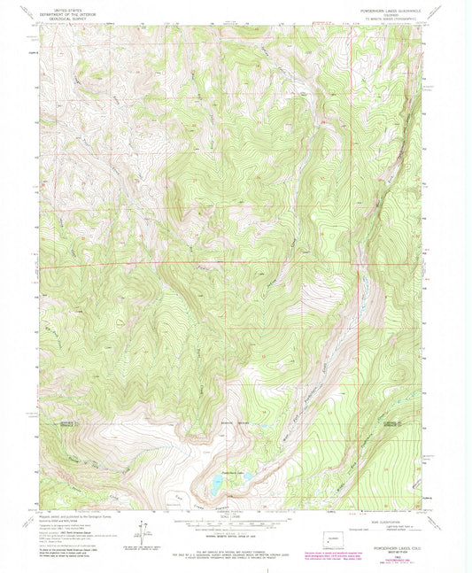 Classic USGS Powderhorn Lakes Colorado 7.5'x7.5' Topo Map Image