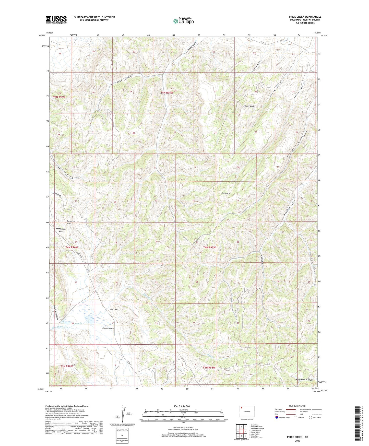 Price Creek Colorado US Topo Map Image