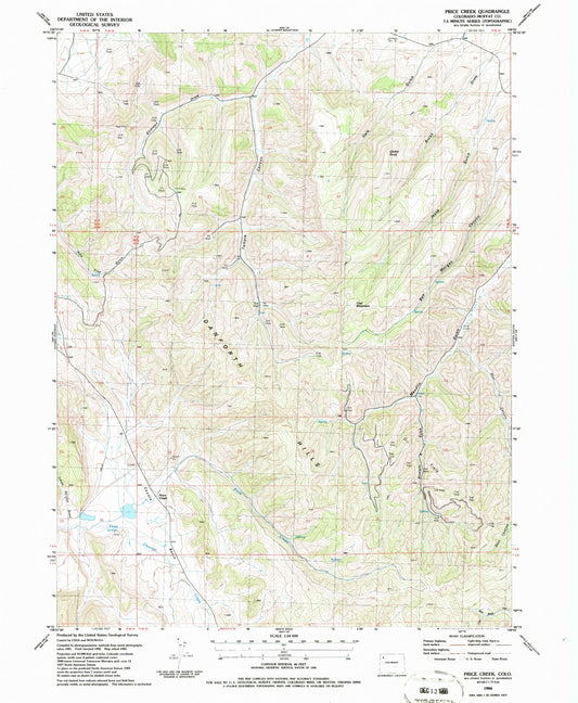 Classic USGS Price Creek Colorado 7.5'x7.5' Topo Map Image