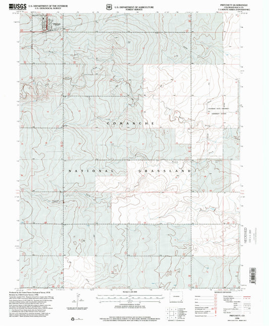 Classic USGS Pritchett Colorado 7.5'x7.5' Topo Map Image