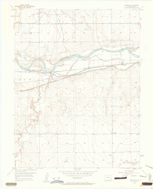 Classic USGS Prowers Colorado 7.5'x7.5' Topo Map Image