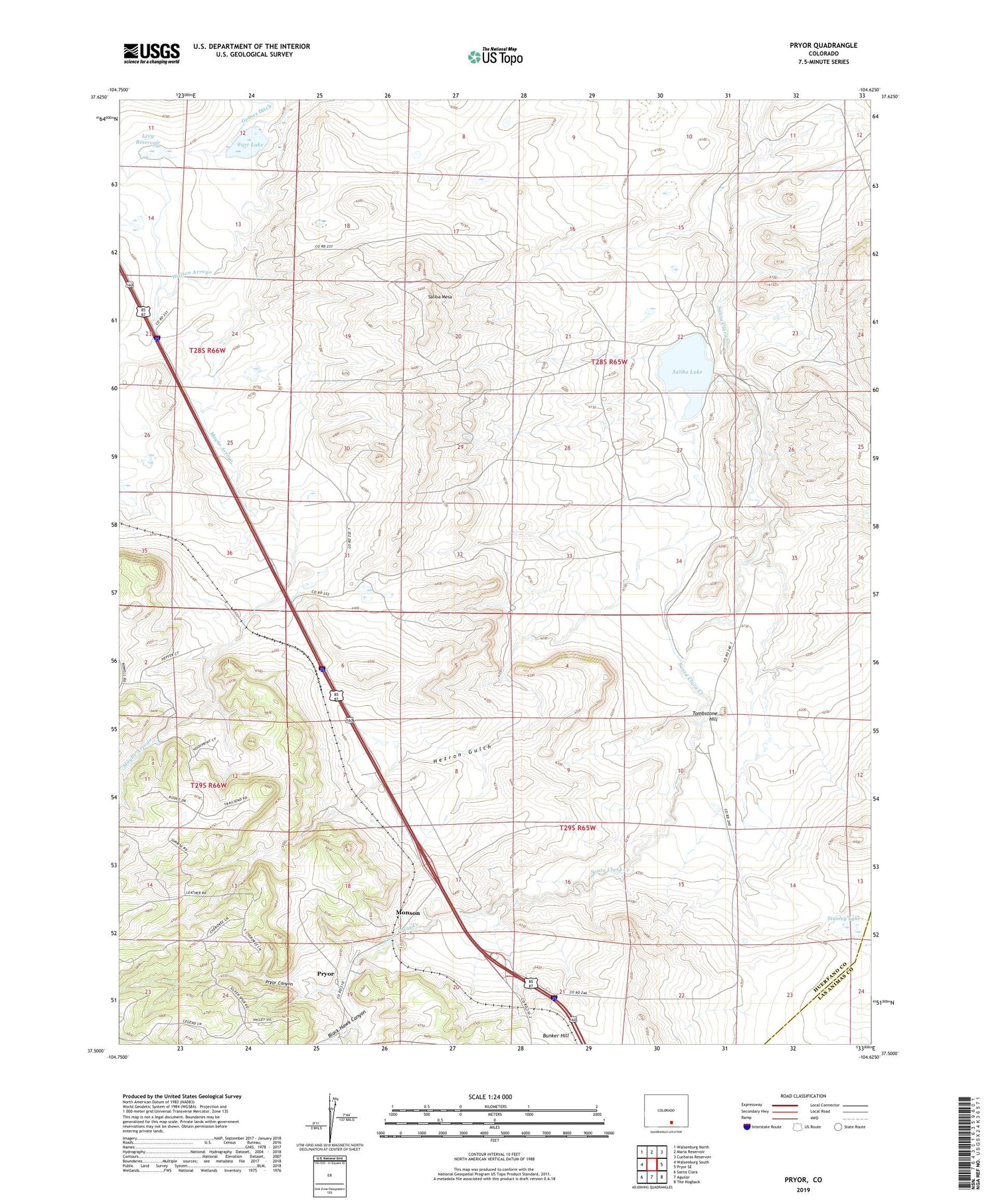Pryor Colorado US Topo Map Image