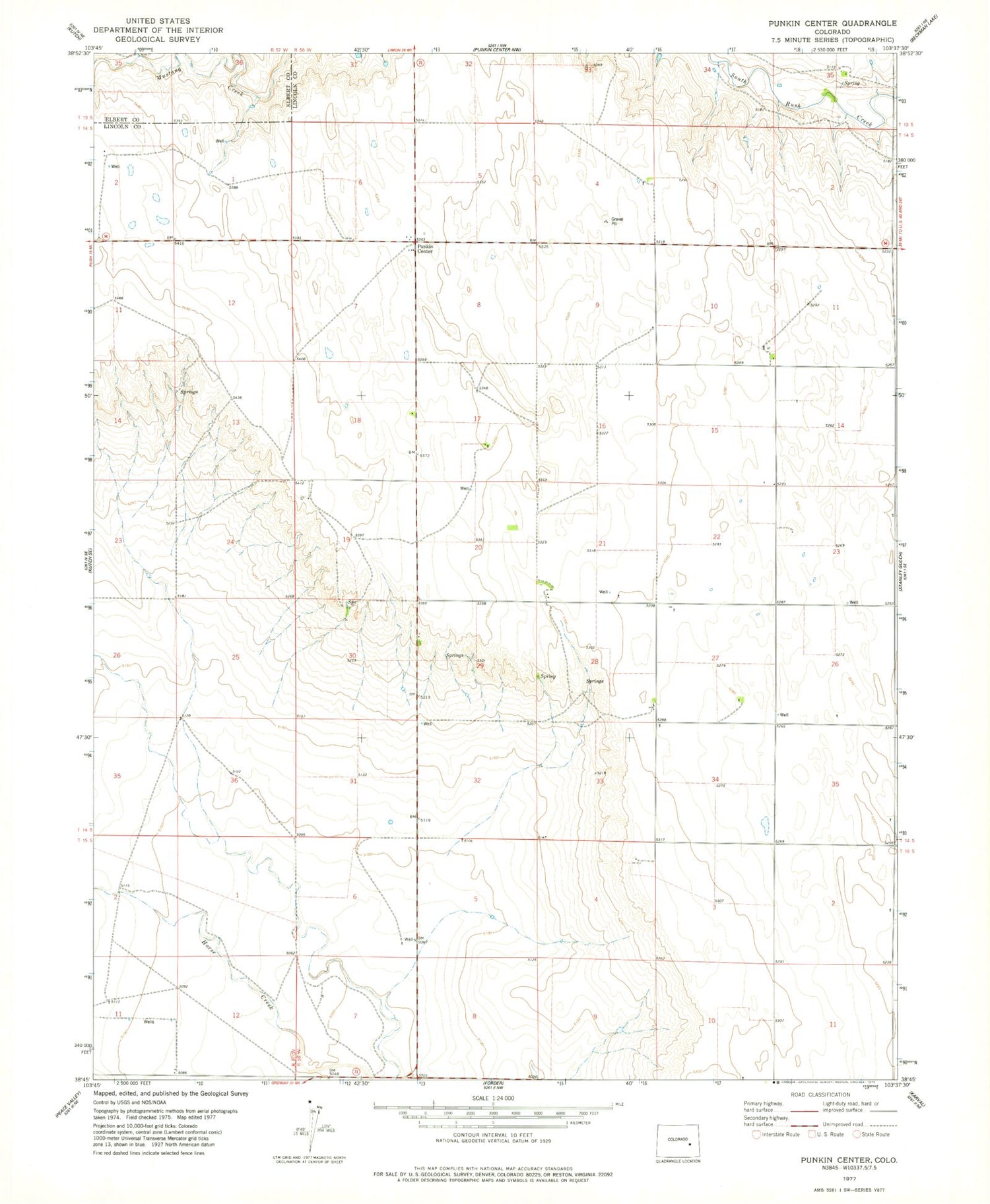 Classic USGS Punkin Center Colorado 7.5'x7.5' Topo Map Image