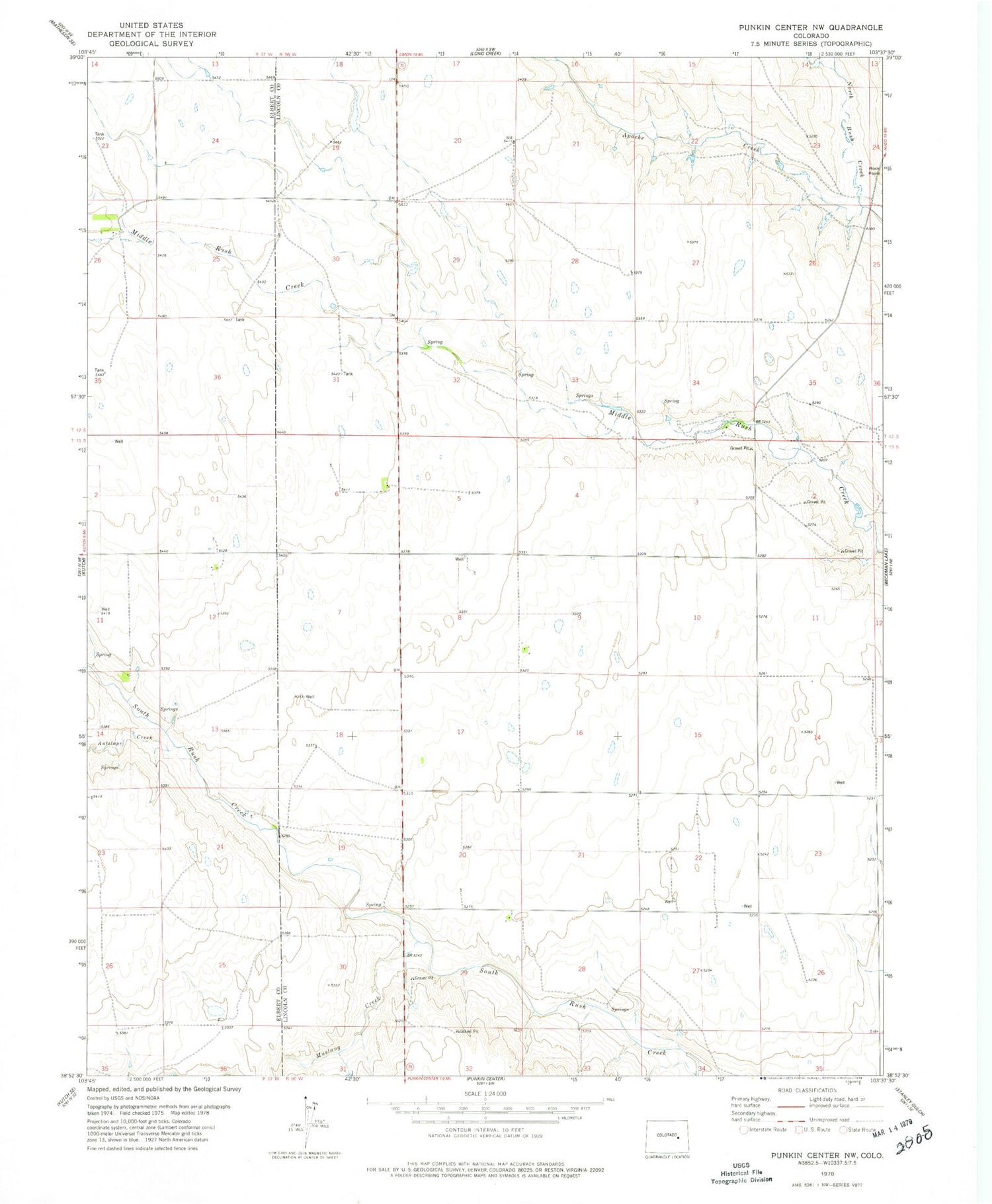 Classic USGS Punkin Center NW Colorado 7.5'x7.5' Topo Map Image