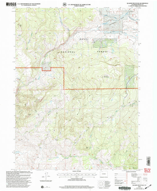 Classic USGS Quaker Mountain Colorado 7.5'x7.5' Topo Map Image