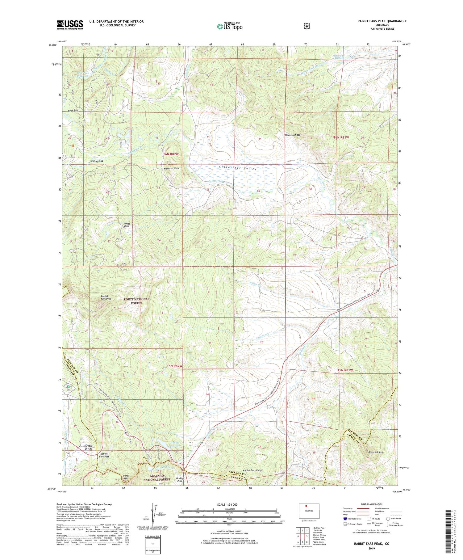 Rabbit Ears Peak Colorado US Topo Map Image