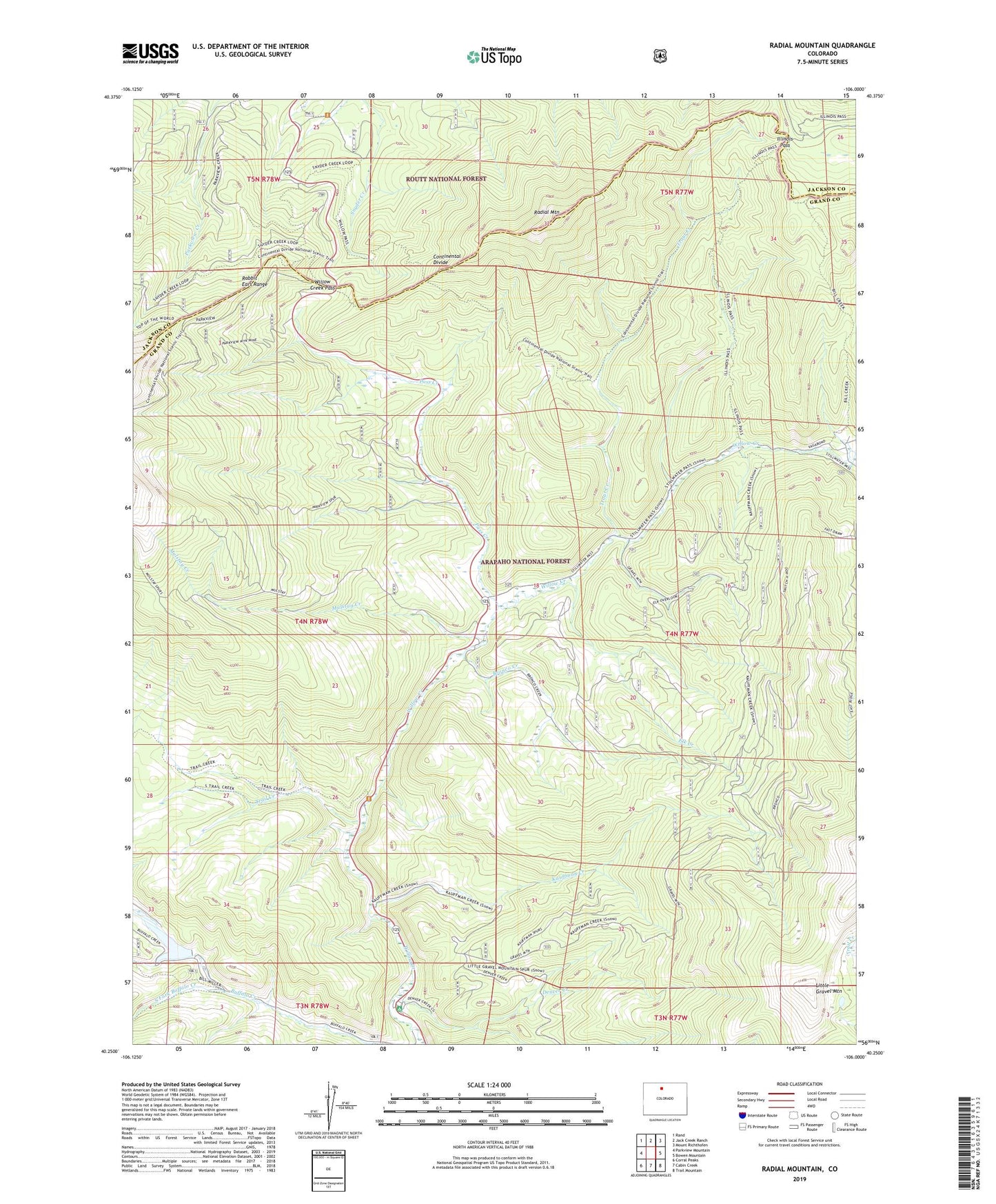Radial Mountain Colorado US Topo Map Image