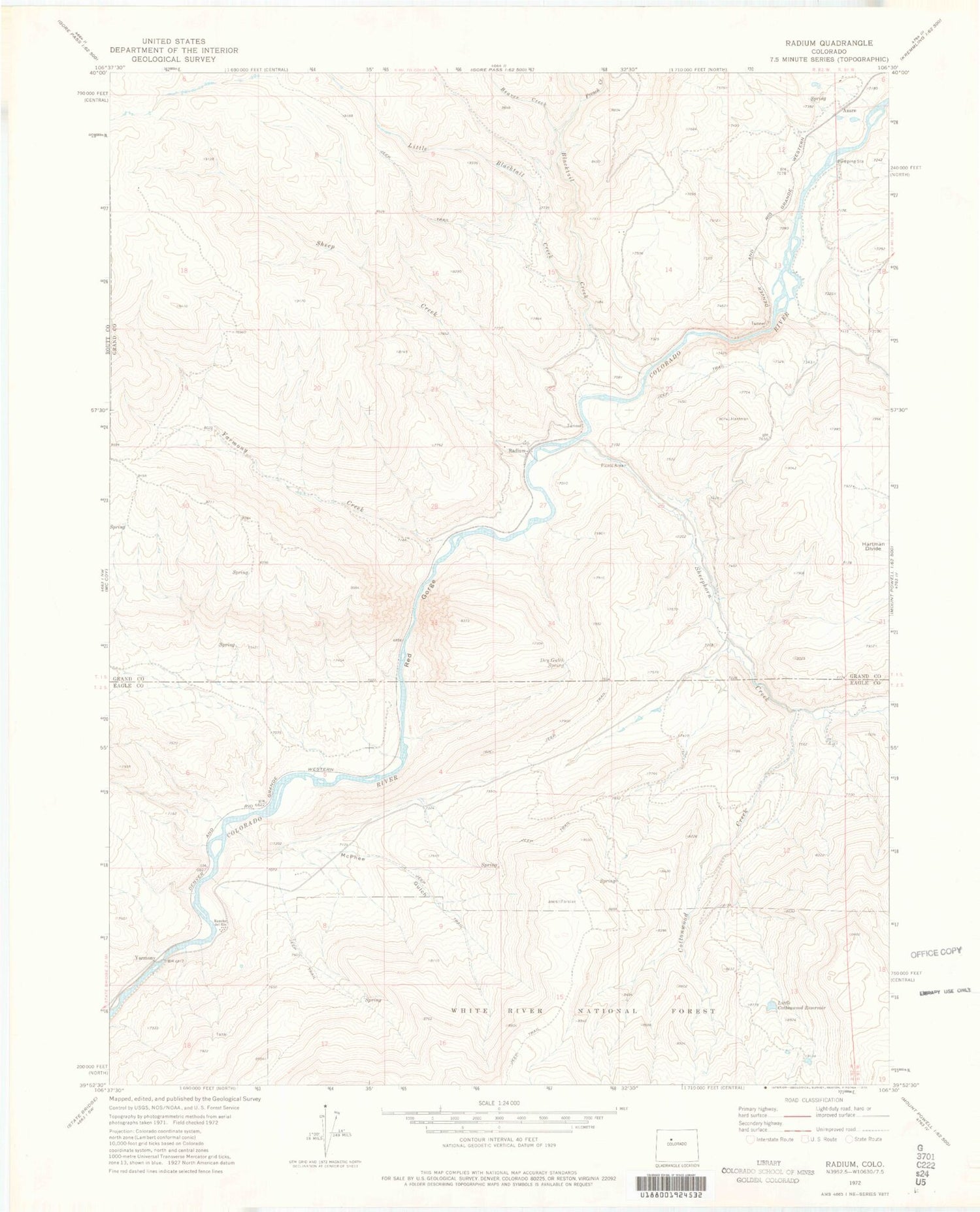 Classic USGS Radium Colorado 7.5'x7.5' Topo Map – MyTopo Map Store