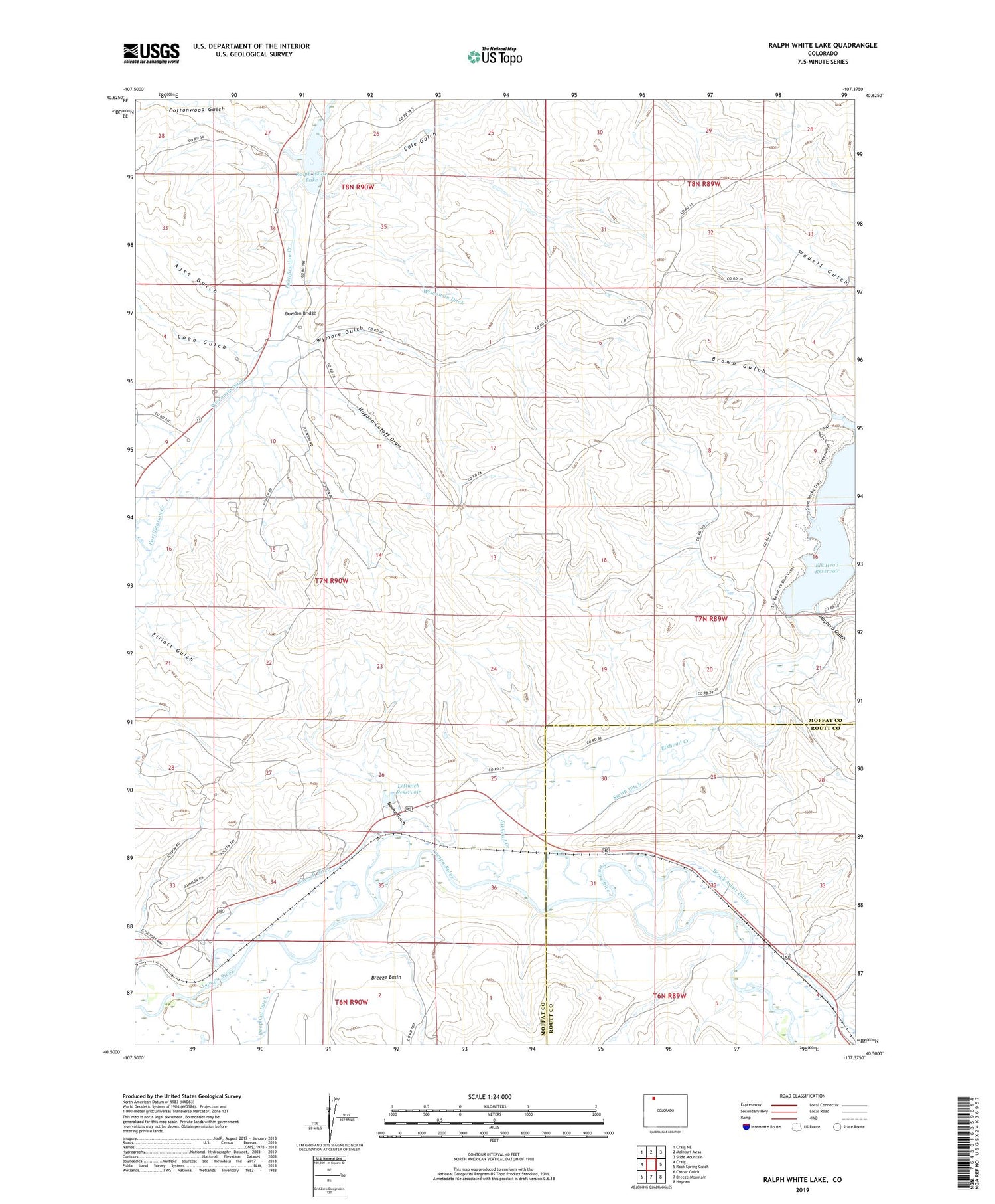 Ralph White Lake Colorado US Topo Map Image
