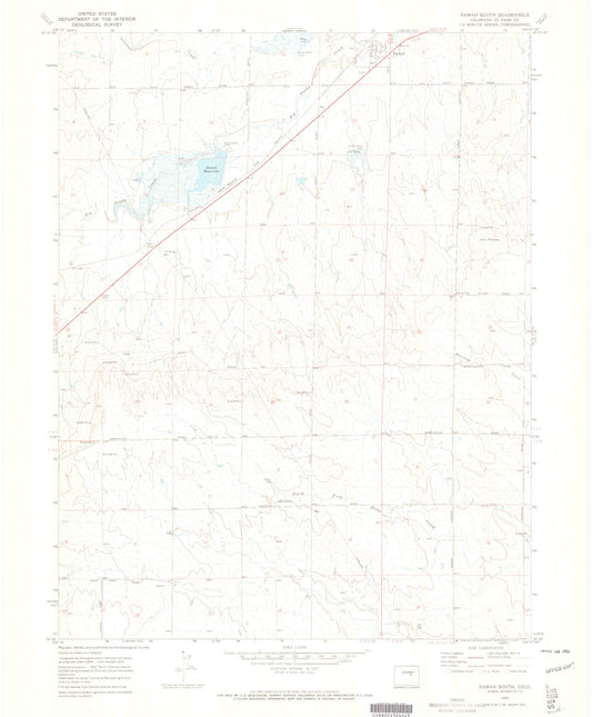 Classic USGS Ramah South Colorado 7.5'x7.5' Topo Map Image