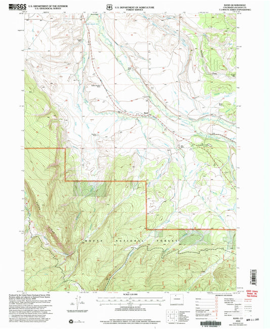 Classic USGS Rand Colorado 7.5'x7.5' Topo Map Image
