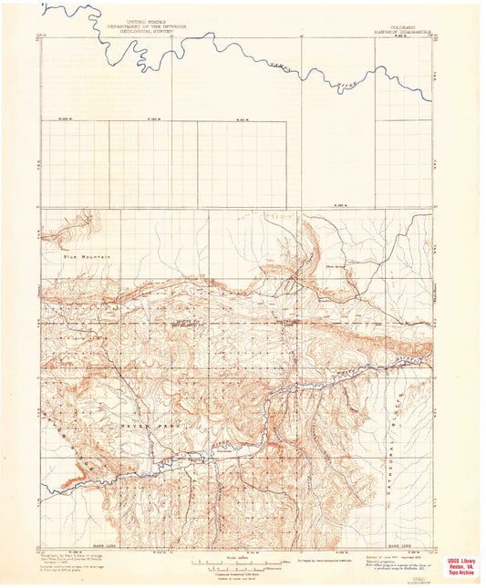 Historic 1910 Rangely Colorado 30'x30' Topo Map Image