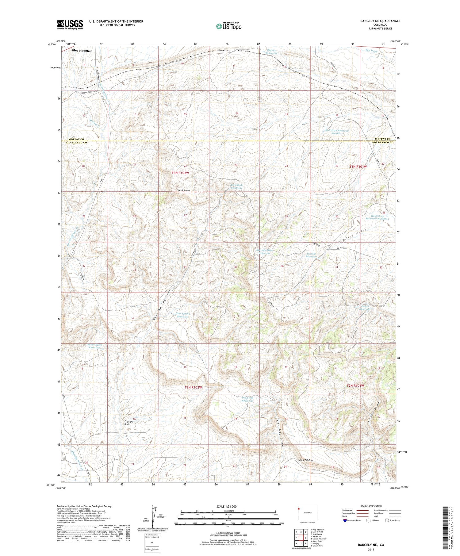 Rangely NE Colorado US Topo Map Image