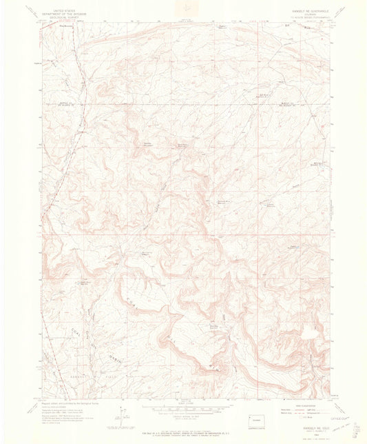 Classic USGS Rangely NE Colorado 7.5'x7.5' Topo Map Image
