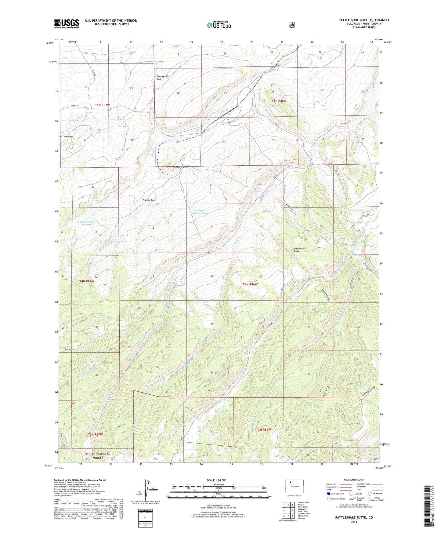 Rattlesnake Butte Colorado US Topo Map Image