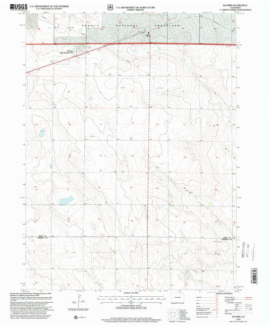 Classic USGS Raymer Colorado 7.5'x7.5' Topo Map Image