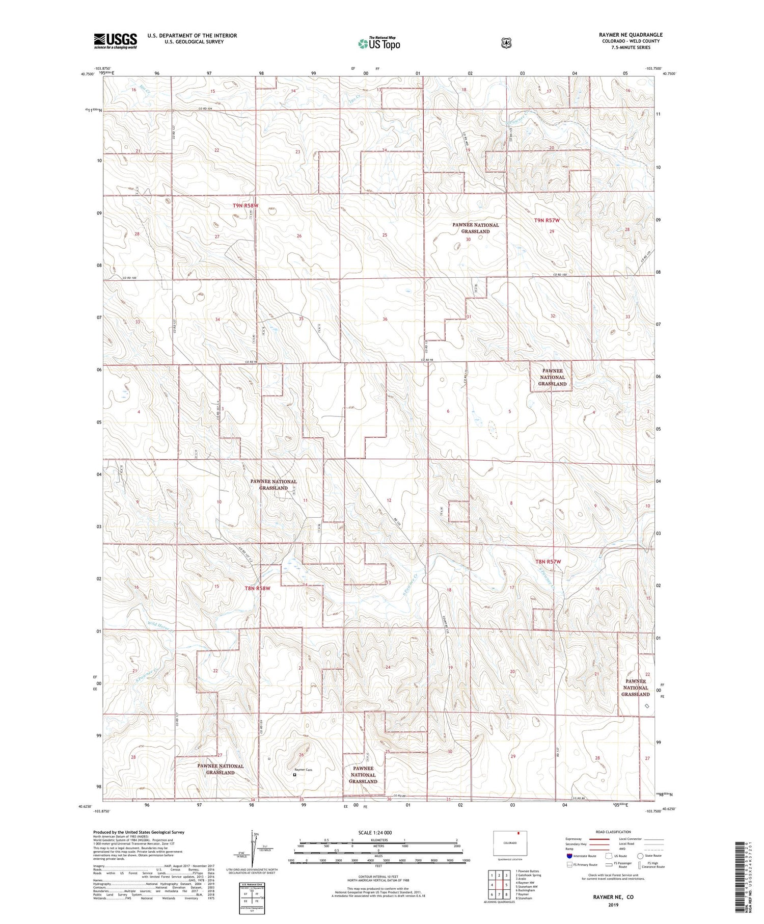 Raymer NE Colorado US Topo Map Image