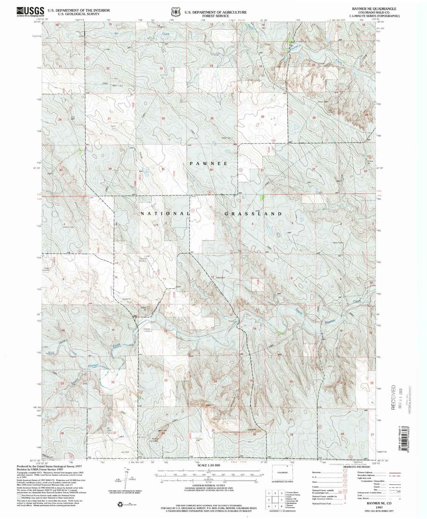 Classic USGS Raymer NE Colorado 7.5'x7.5' Topo Map Image