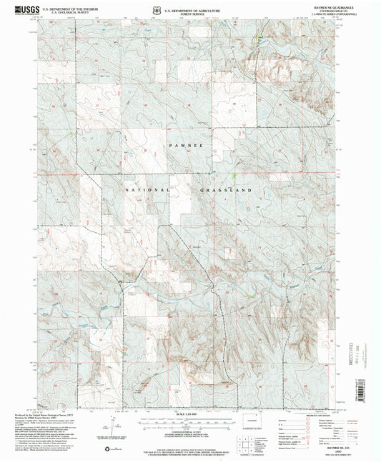 Classic USGS Raymer NE Colorado 7.5'x7.5' Topo Map Image