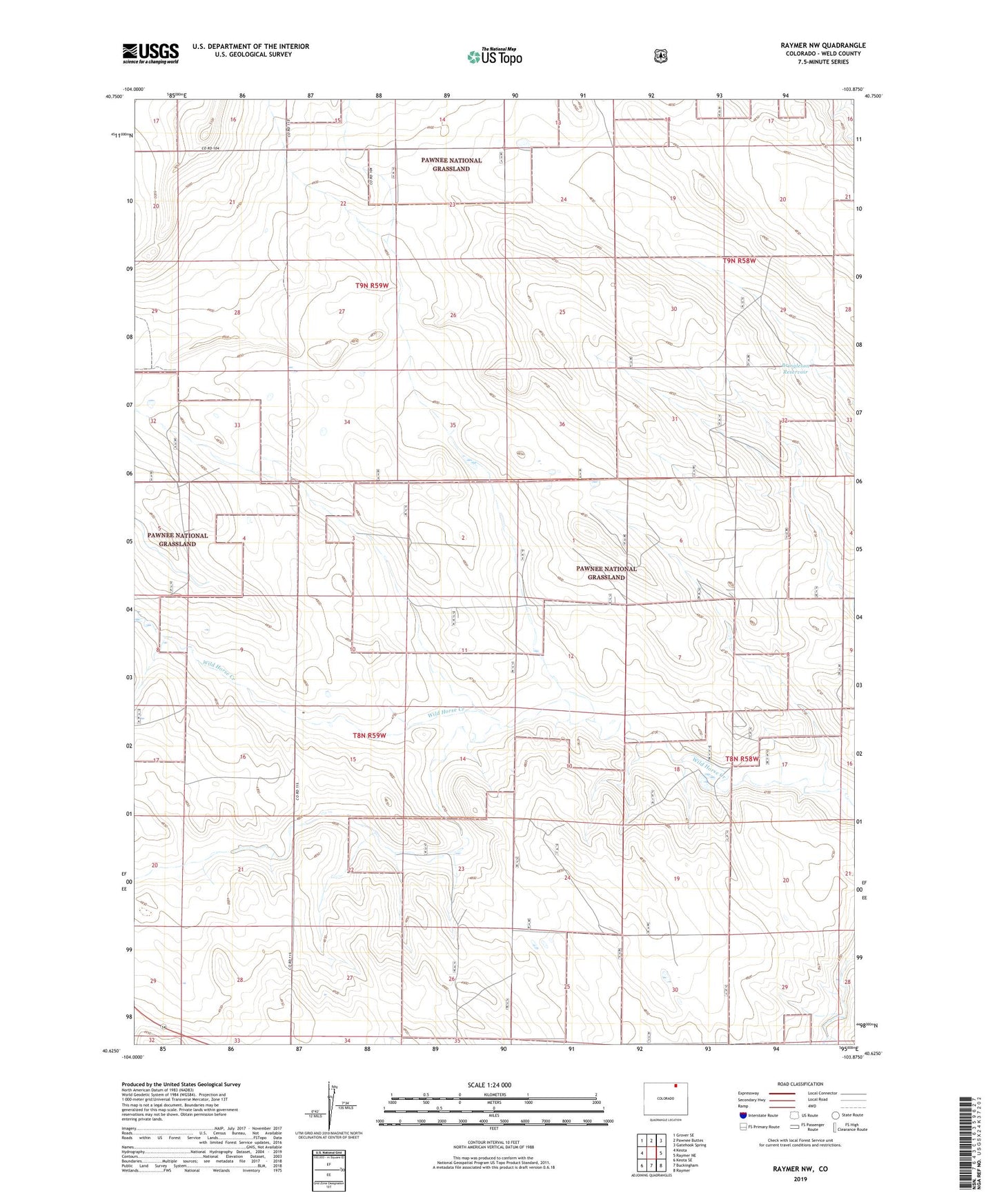 Raymer NW Colorado US Topo Map Image