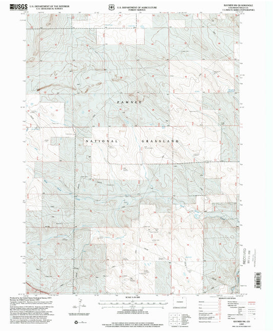 Classic USGS Raymer NW Colorado 7.5'x7.5' Topo Map Image