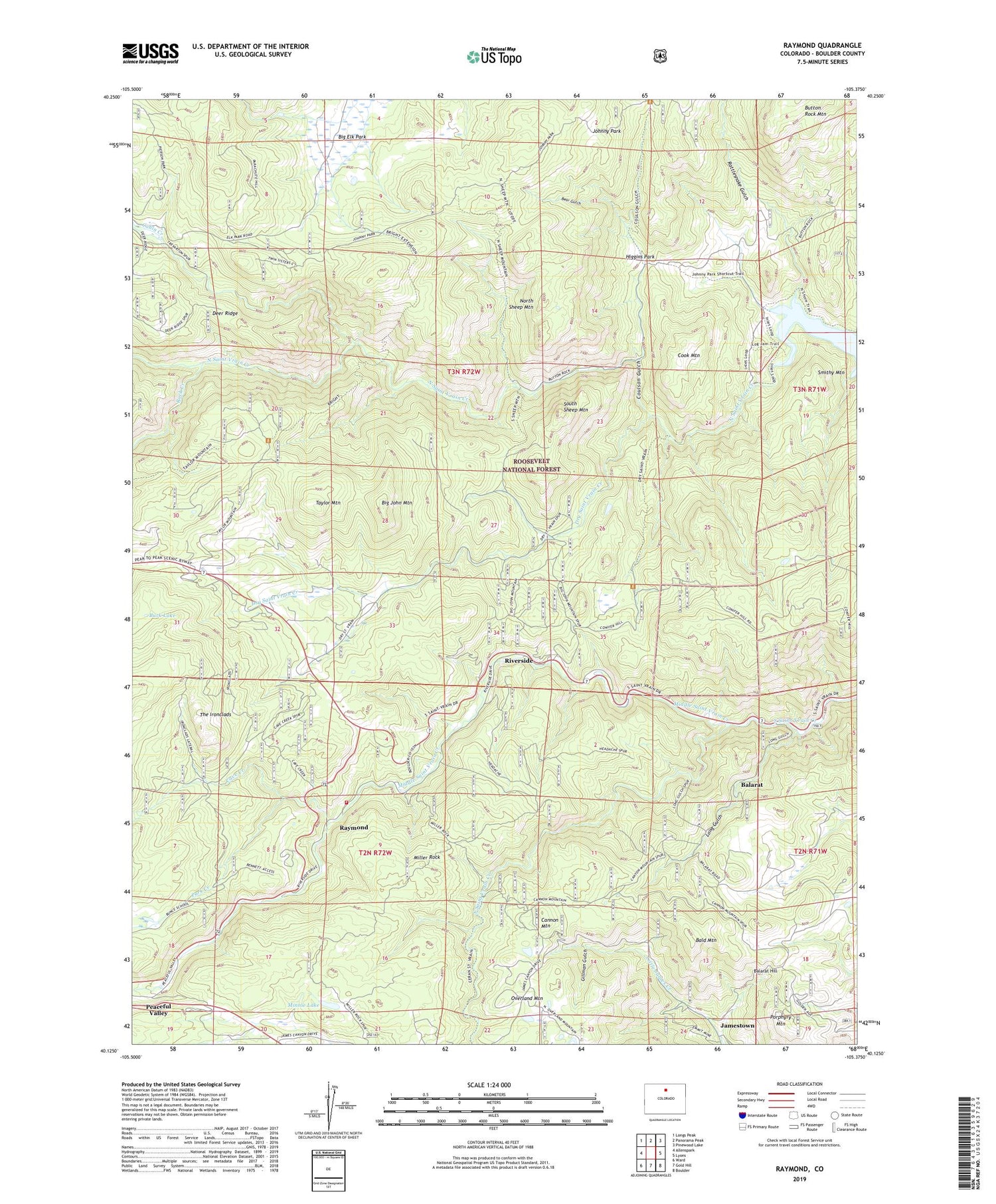 Raymond Colorado US Topo Map Image