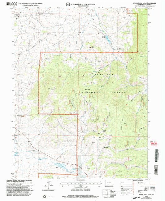 Classic USGS Razor Creek Dome Colorado 7.5'x7.5' Topo Map Image