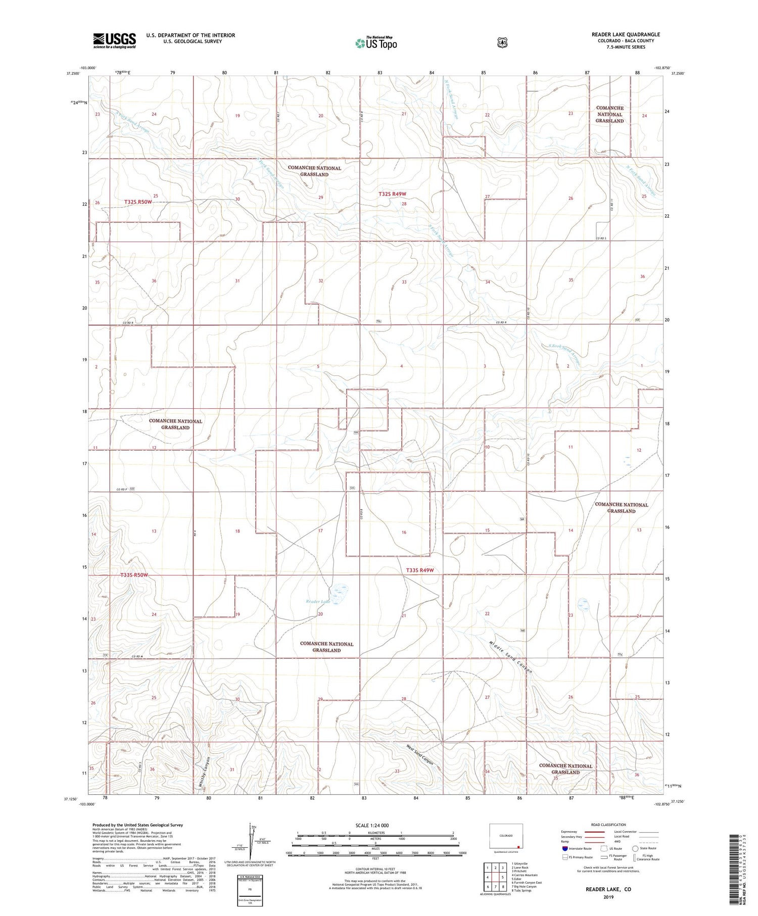 Reader Lake Colorado US Topo Map Image