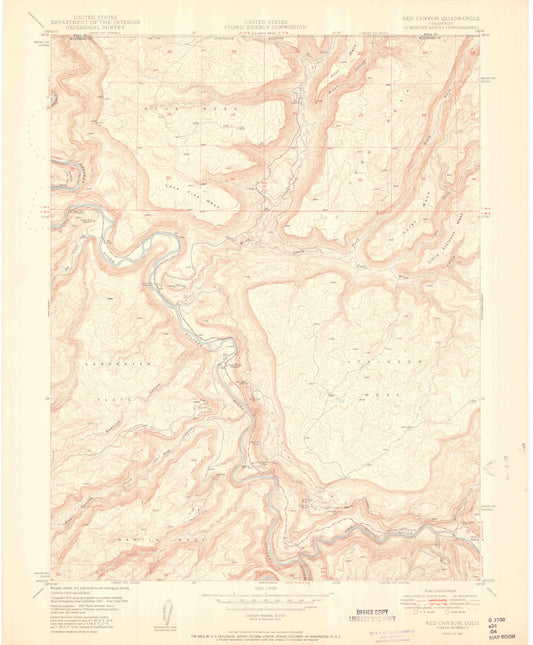 Classic USGS Red Canyon Colorado 7.5'x7.5' Topo Map Image