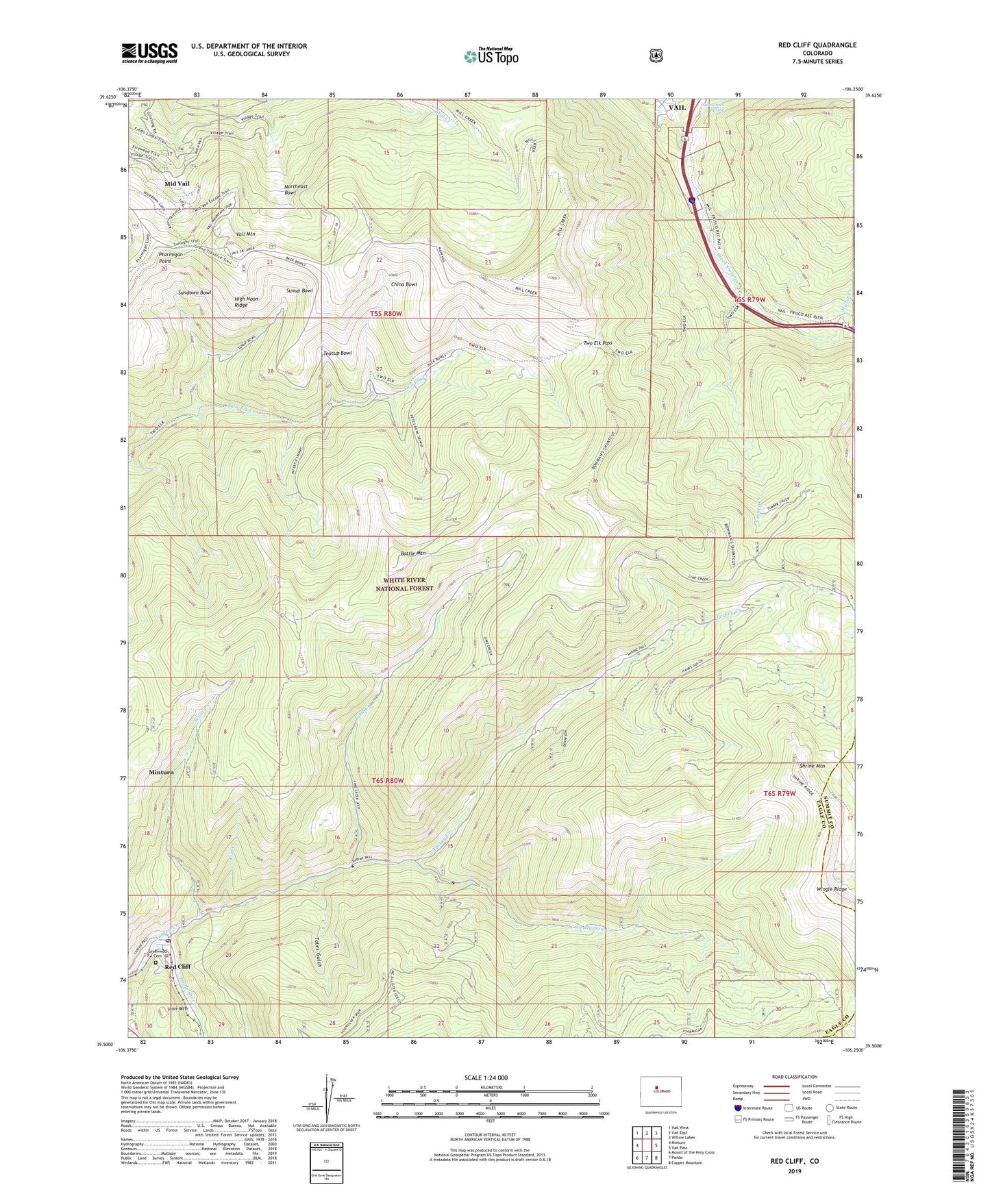 Red Cliff Colorado US Topo Map Image