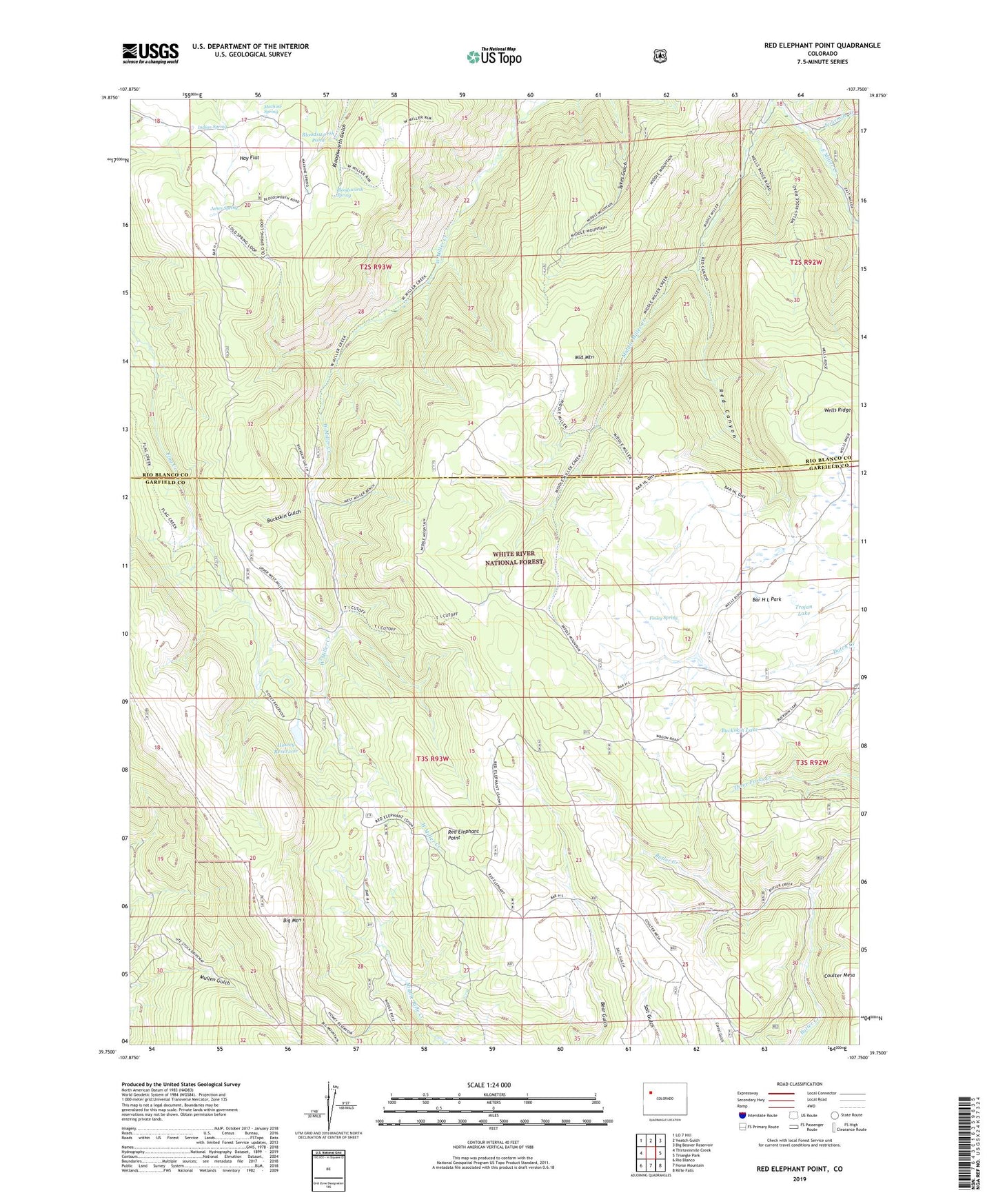Red Elephant Point Colorado US Topo Map Image