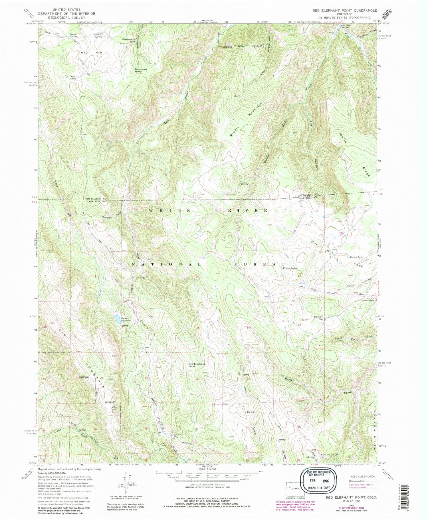 Classic USGS Red Elephant Point Colorado 7.5'x7.5' Topo Map Image