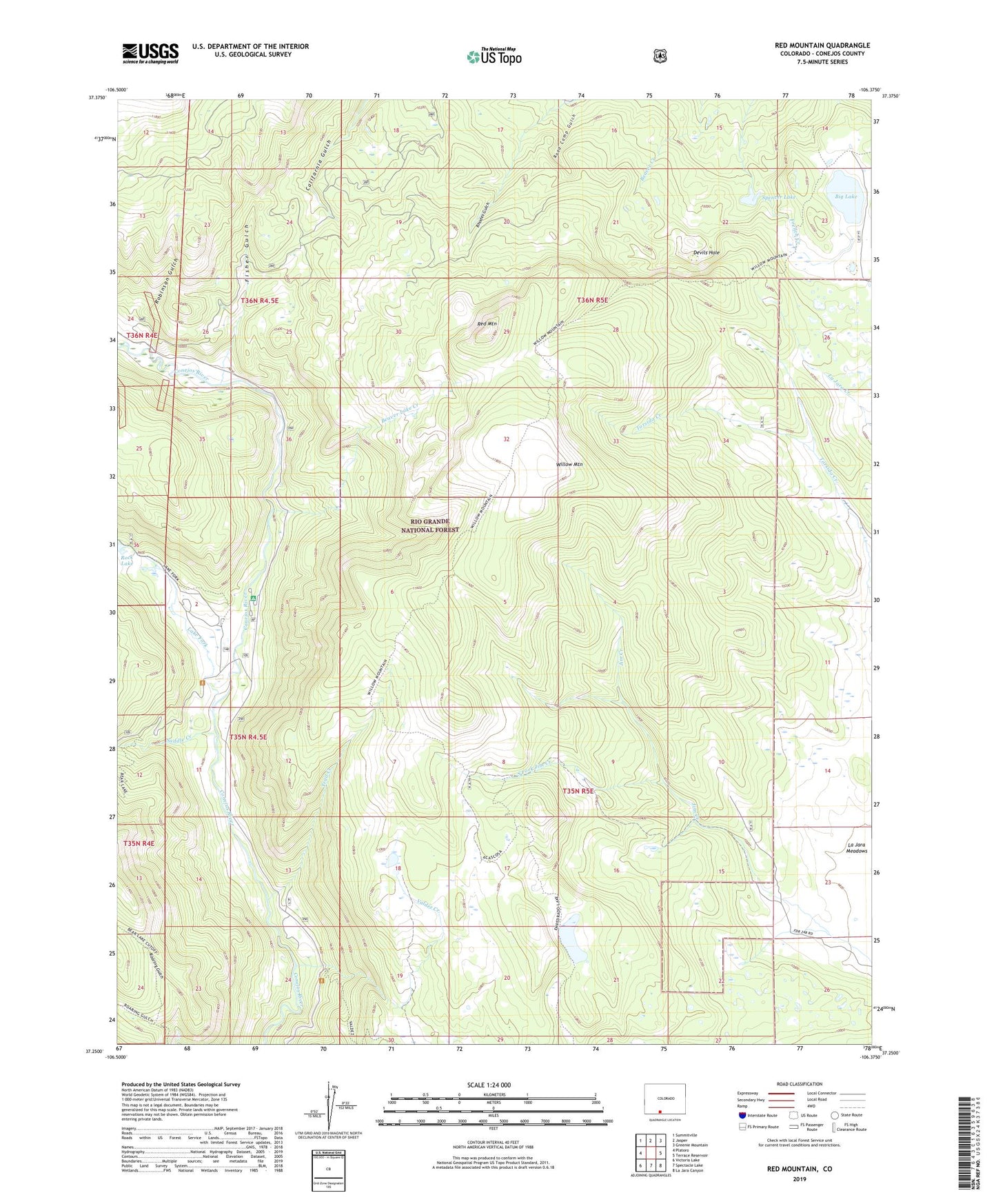 Red Mountain Colorado US Topo Map Image