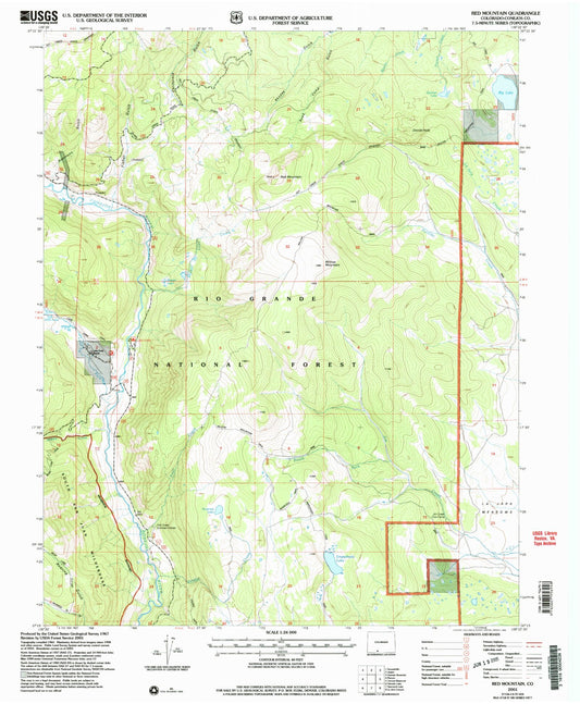 Classic USGS Red Mountain Colorado 7.5'x7.5' Topo Map Image