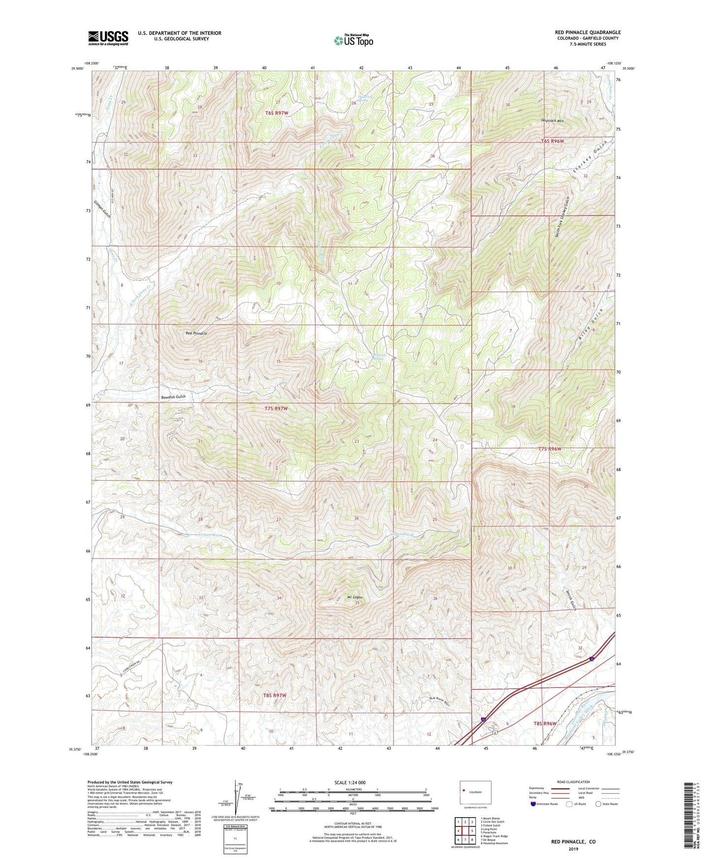 Red Pinnacle Colorado US Topo Map Image