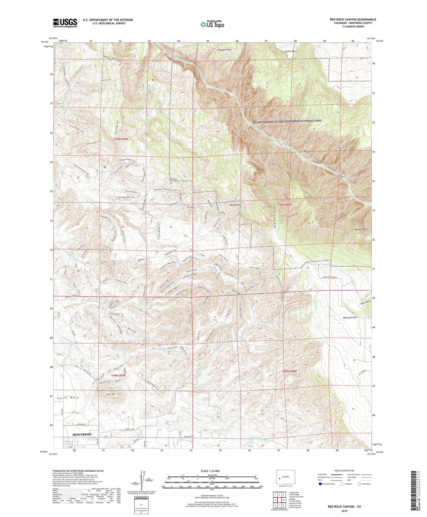 Red Rock Canyon Colorado US Topo Map Image