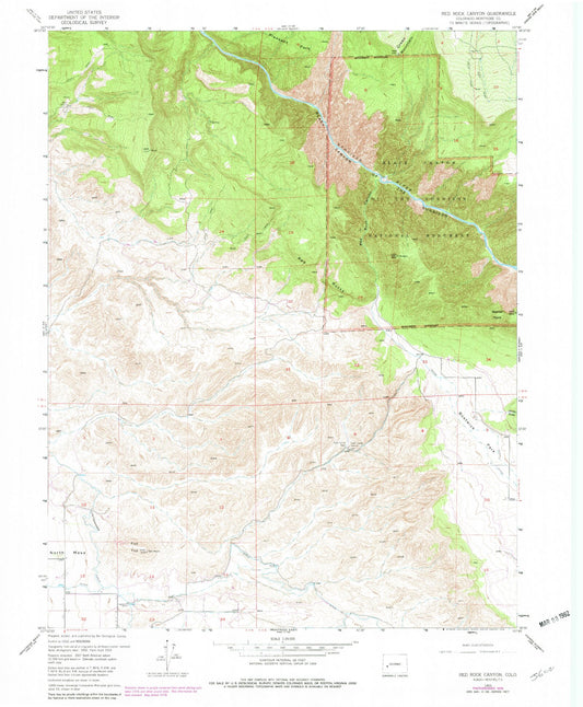 Classic USGS Red Rock Canyon Colorado 7.5'x7.5' Topo Map Image