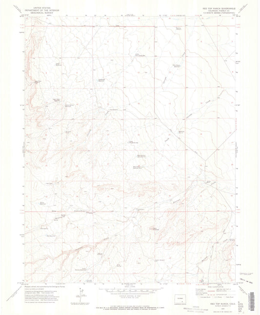 Classic USGS Red Top Ranch Colorado 7.5'x7.5' Topo Map Image
