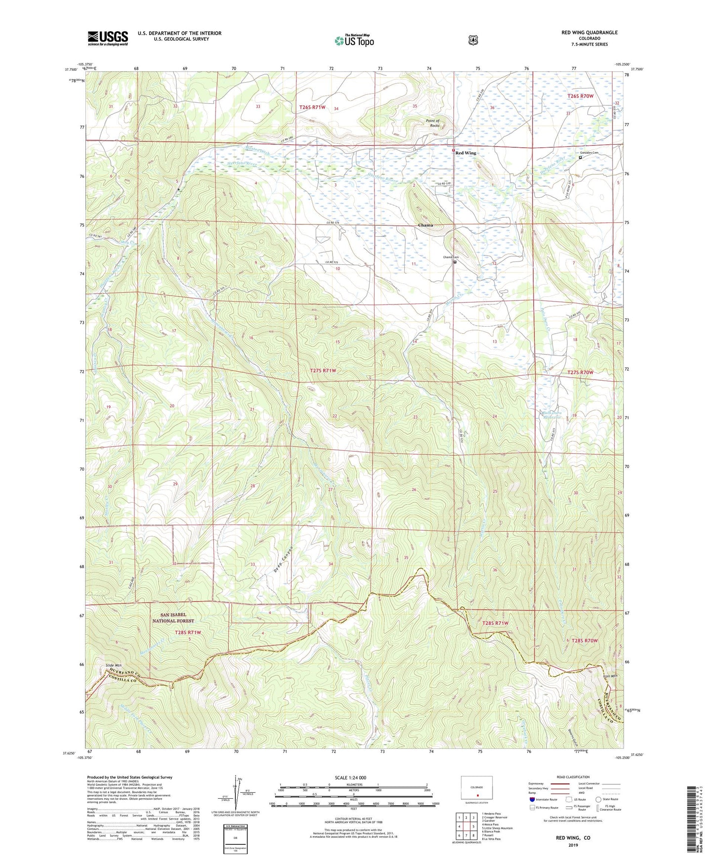 Red Wing Colorado US Topo Map Image