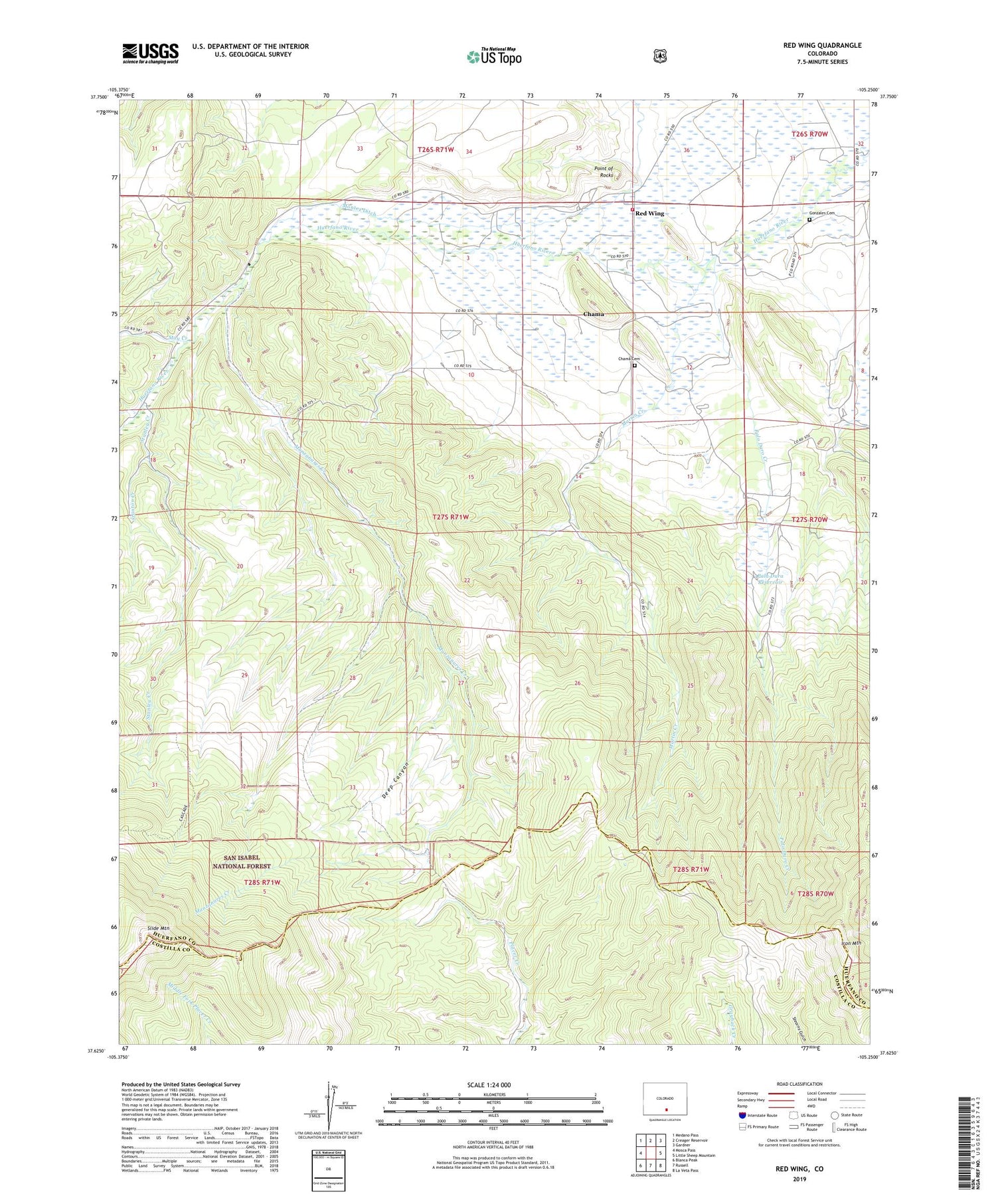 Red Wing Colorado US Topo Map Image