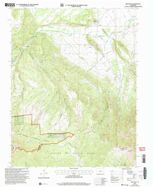 Classic USGS Red Wing Colorado 7.5'x7.5' Topo Map Image