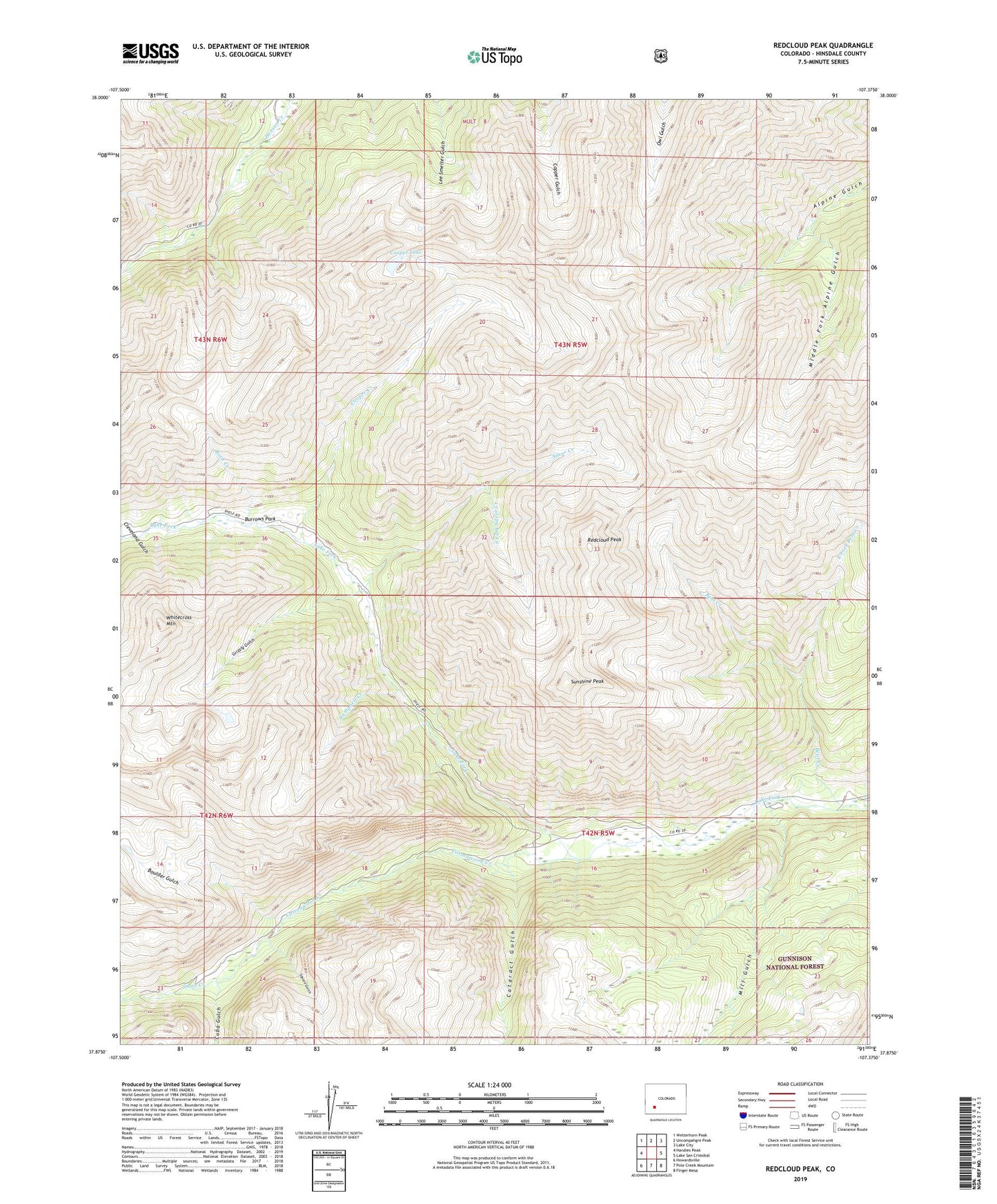 Redcloud Peak Colorado US Topo Map Image