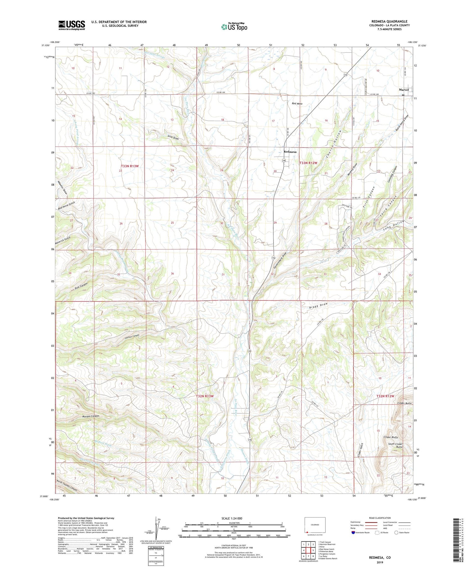 Redmesa Colorado US Topo Map Image
