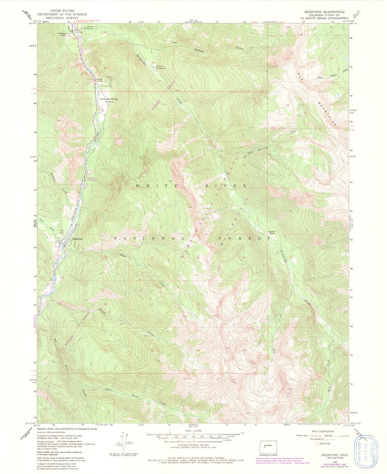 USGS Classic Redstone Colorado 7.5'x7.5' Topo Map – MyTopo Map Store