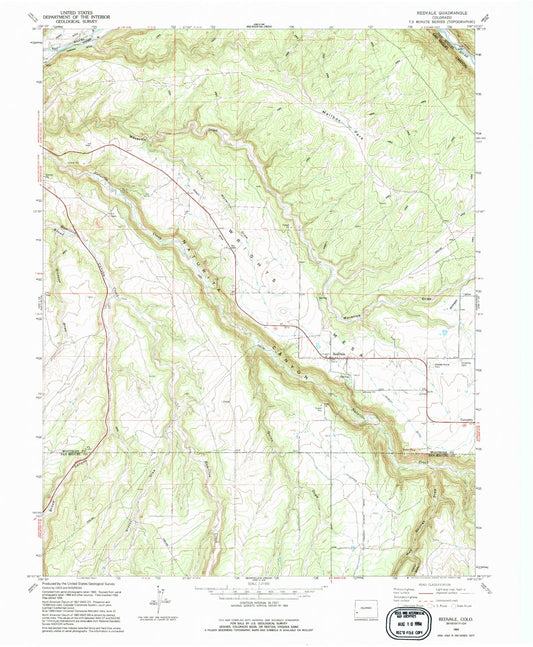 Classic USGS Redvale Colorado 7.5'x7.5' Topo Map Image