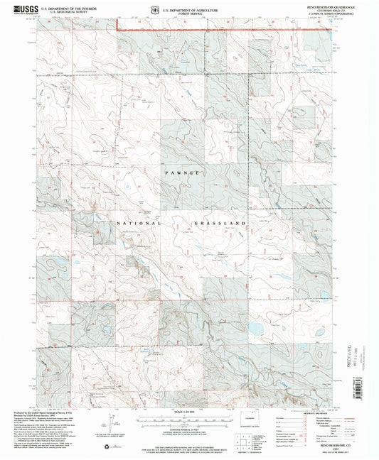 Classic USGS Reno Reservoir Colorado 7.5'x7.5' Topo Map Image