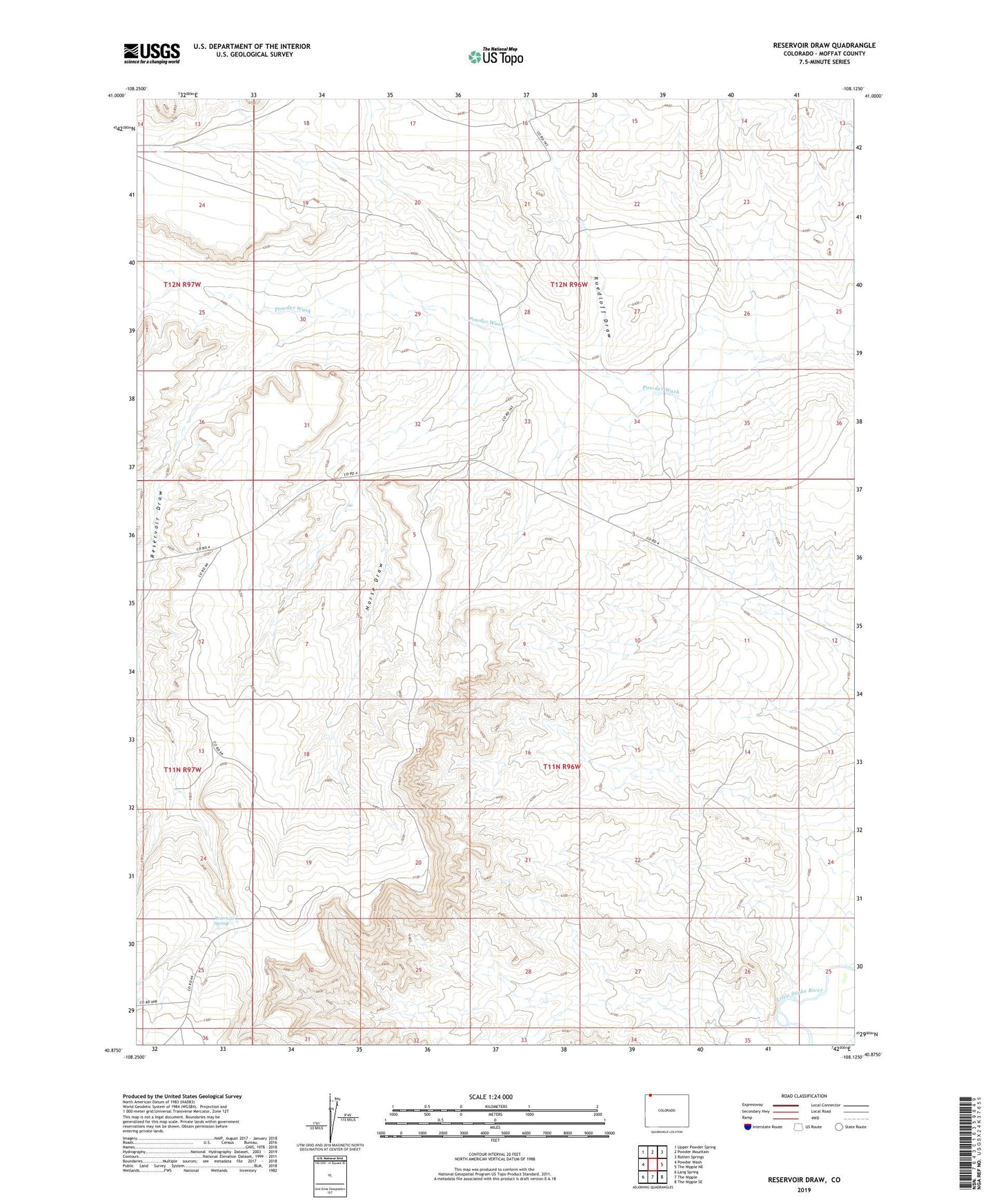Reservoir Draw Colorado US Topo Map Image