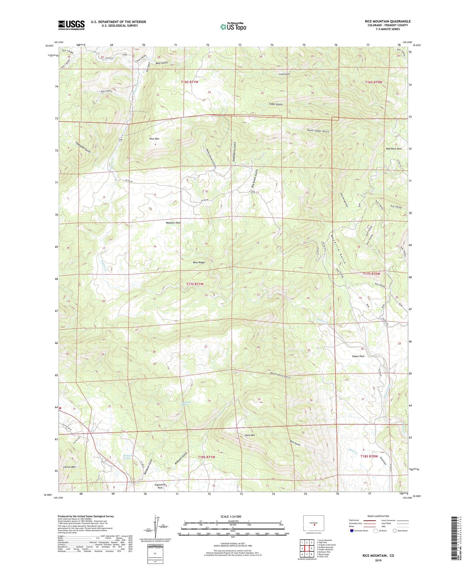 Rice Mountain Colorado US Topo Map Image