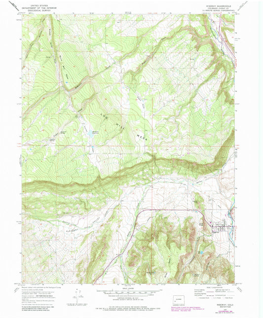 Classic USGS Ridgway Colorado 7.5'x7.5' Topo Map Image
